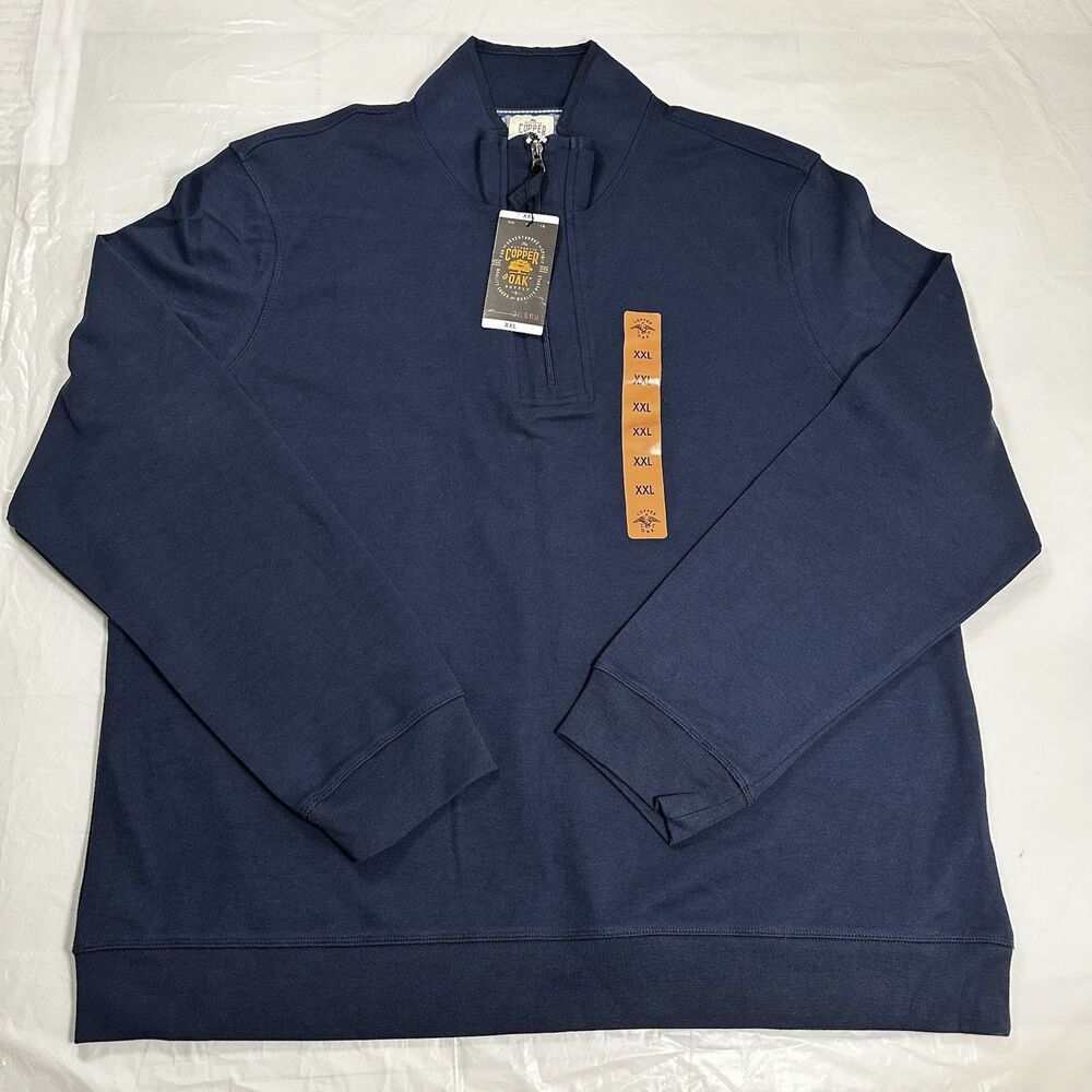 Copper & Oak Mens Size XXL Quarter Zip Sweatshirt Dark Navy